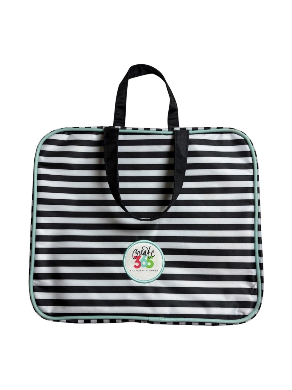 Happy Planner Carrying Storage Case Black & White Stripes Two Sided With Pockets